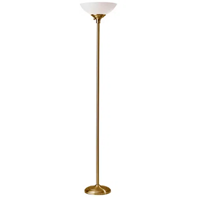 Adesso Glenn Antique Brass Torchiere Floor Lamp In Gold