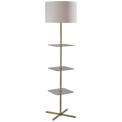 Adesso Imogen Shelf Floor Lamp- Antique Brass In Gray