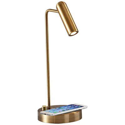 Adesso Kaye Brass Adjustable Charge Led Desk Lamp With Usb Port