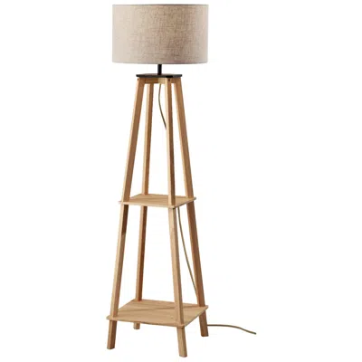 Adesso Kirby Shelf Floor Lamp - Natural Wood In Brown