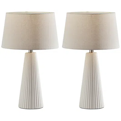 Adesso Lana Off-white Ceramic Accent Table Lamps Set Of 2
