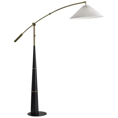 Adesso Leroy Arc Lamp - Black & Antique Brass In Animal Print