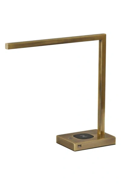 Adesso Lighting Aidan Charge Led Desk Lamp In Antique Brass