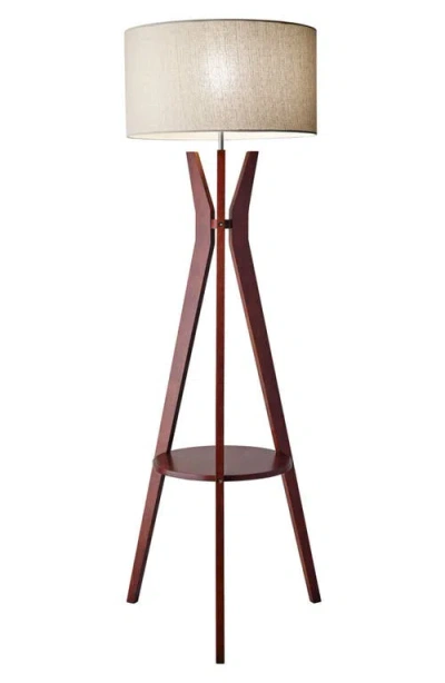 Adesso Lighting Bedford Shelf Floor Lamp In Solid Walnut Wood