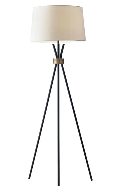 Adesso Lighting Benson Floor Lamp In Black With Antique Brass