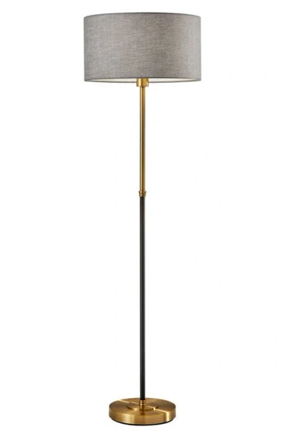 Adesso Lighting Bergen Floor Lamp In Black/antique Brass