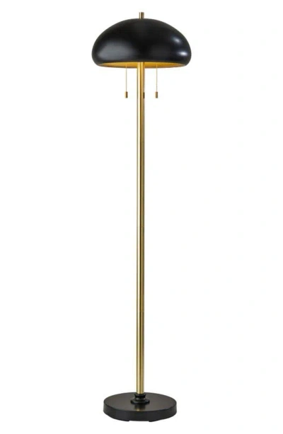 Adesso Lighting Cap Floor Lamp In Black Antique Brass