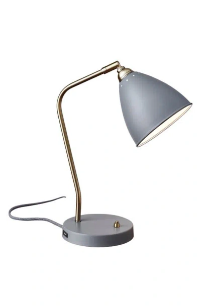 Adesso Lighting Chelsea Desk Lamp In Brass And Grey