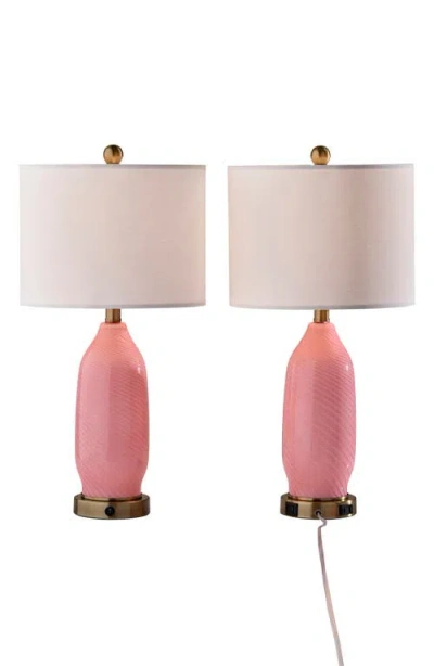 Adesso Lighting Freya Set Of 2 Table Lamps In Pink
