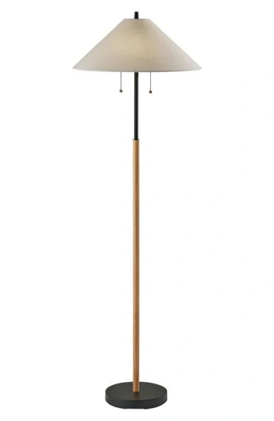 Adesso Lighting Palmer Floor Lamp In Black/natural Wood
