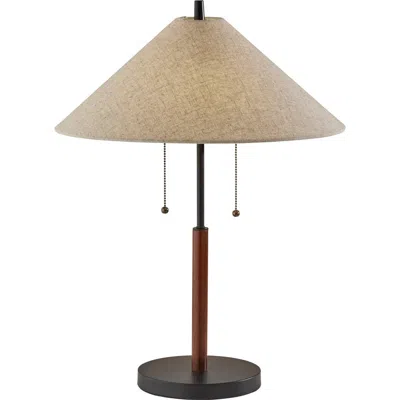 Adesso Lighting Palmer Table Lamp In Black/walnut Wood