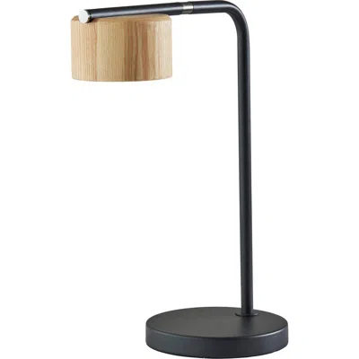 Adesso Lighting Roman Led Desk Lamp In Black/natural Wood