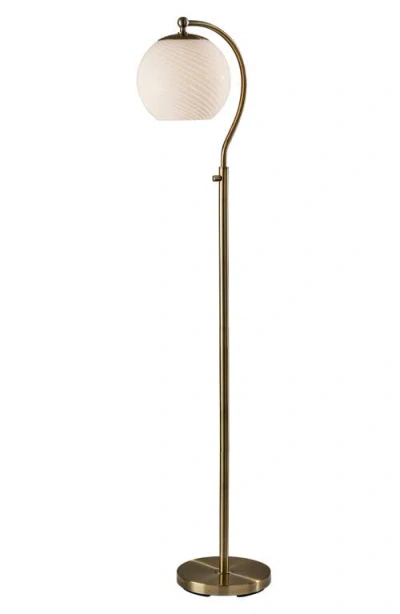 Adesso Lighting Swirl Antiqued Brass Floor Lamp In White