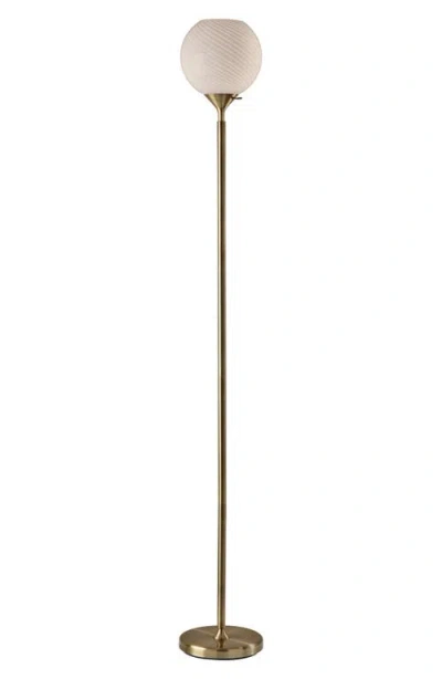 Adesso Lighting Swirl Antiqued Brass Torchiere Floor Lamp In Gold