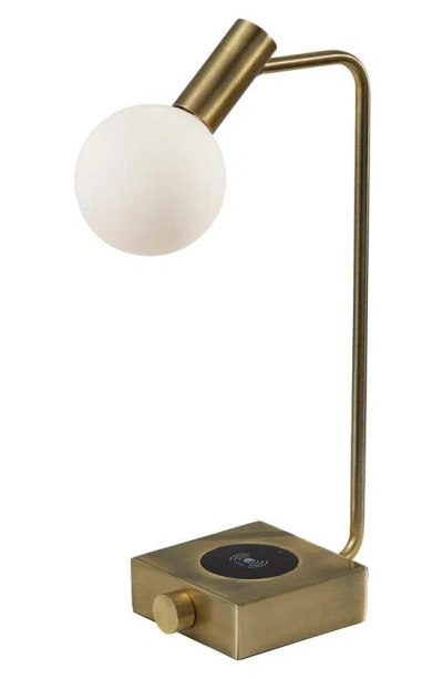 Adesso Lighting Windsor Charge Led Desk Lamp In Antique Brass