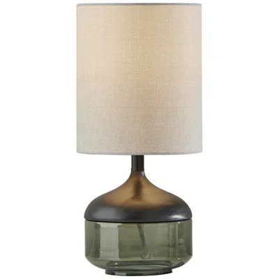 Adesso Marina 16 1/4" High Black Rubberwood And Smoked Glass Table Lamp In Multi