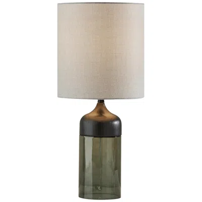 Adesso Marina Black Rubberwood And Smoked Glass Tall Table Lamp In Green
