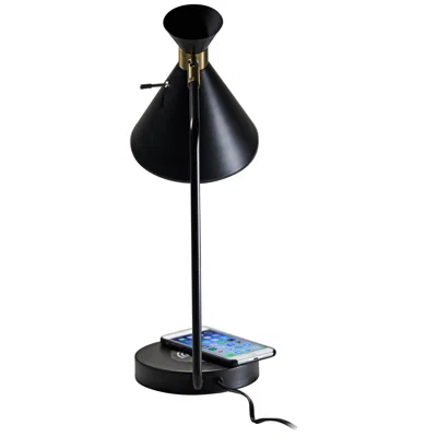 Adesso Maxine Matte Black Charge Desk Lamp With Usb Port