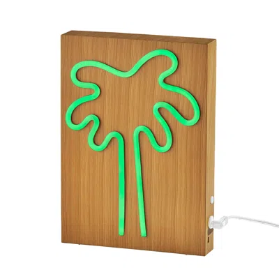Adesso Neon 9" High Wood Framed Palm Tree Led Accent Table Lamp