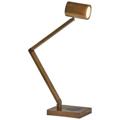 Adesso Newman Brass Touch Desk Lamp With Usb Port Wireless Charging