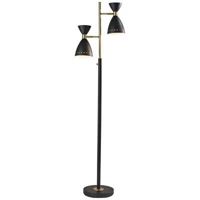 Adesso Oscar Black And Brass Adjustable 2-light Tree Floor Lamp