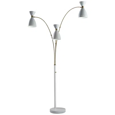 Adesso Oscar White And Antique Brass 3-arm Arc Floor Lamp