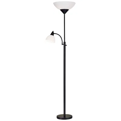 Adesso Piedmont 71" Black Torchiere Floor Lamp With Reading Light