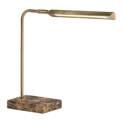 Adesso Reader 15" High Antique Brass Led Touch Desk Lamp With Usb Port