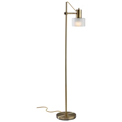 Adesso Rhodes Floor Lamp - Antique Brass In Gold