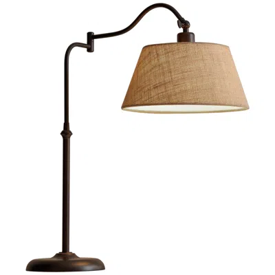 Adesso Rodeo 27" High Burlap And Antique Bronze Swing Arm Lamp