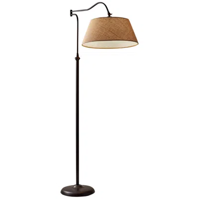 Adesso Rodeo 61" Antique Bronze Metal Swing Arm Downbridge Floor Lamp In Gold