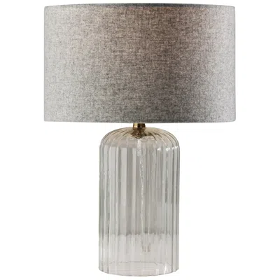 Adesso Simplee  Carrie Clear Ribbed Glass W. Antique Brass Neck Decor Table