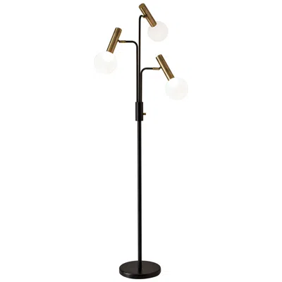 Adesso Sinclair Black And Antique Brass 3-light Led Floor Lamp