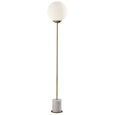Adesso Terra Floor Lamp - Antique Brass In White