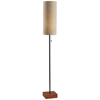 Adesso Trudy 62" Black Metal Floor Lamp With Beige Cylinder Shade