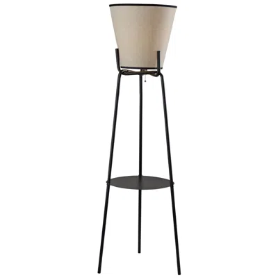 Adesso Zeek Shelf Floor Lamp - Black In Brown