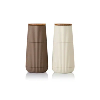 Adhoc Pepper And Salt Mill Set Scape Dark & Light Beige