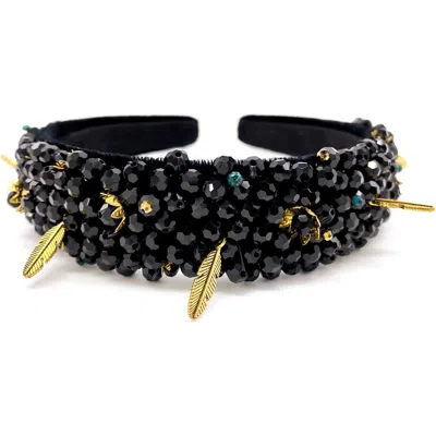 Adiba Blossom Headband In Black