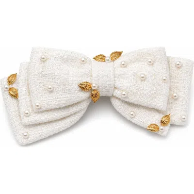 Adiba Chic Tweed Harmony Barrette In White