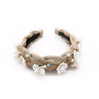 Adiba Floral Headband In Sand