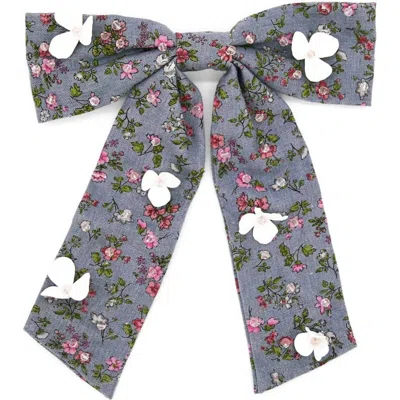 Adiba Larkspur Floral Barrette In Gray