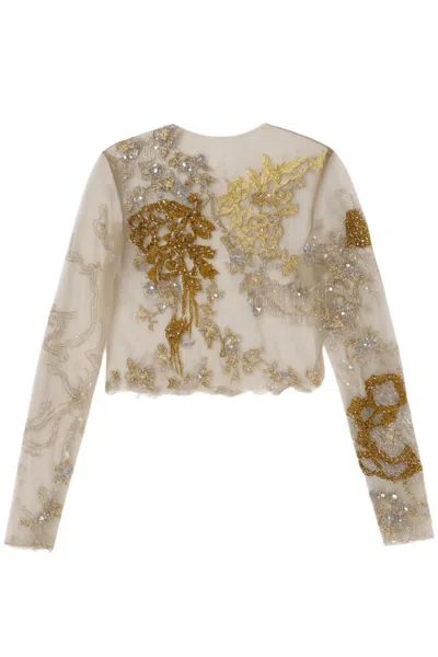 Adiba Neutrals Camilla Hand Beaded Sequence Top In Multi