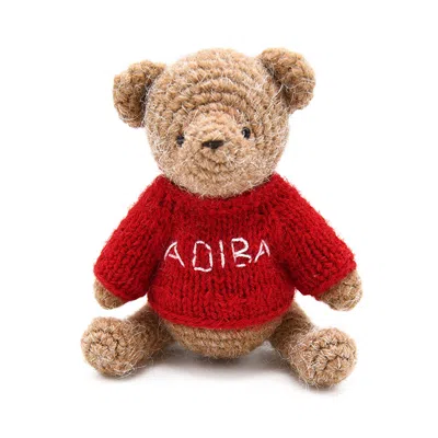 Adiba Neutrals / Red  Hand Knitted Bear