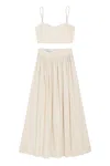 Adiba Neutrals Sand Linen Cropped Top & Matching Skirt In White