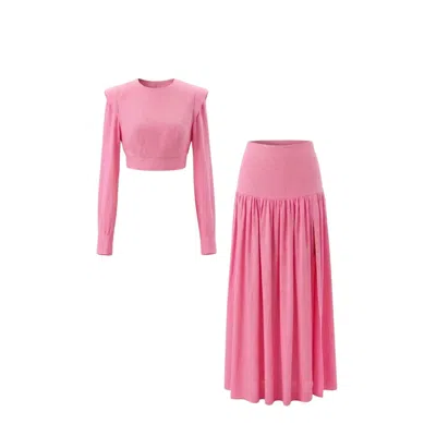 Adiba Pink The Blush Peony Linen Set - Pre Order In Animal Print