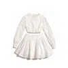 Adiba The Roselle White Top & Skitrt Cotton Set In White