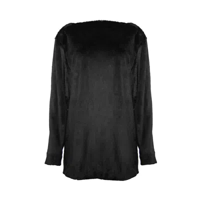 Adiba Women's Black  Vegan Fur Oversized Mini Dress