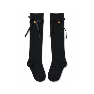 Adiba Women's Black Midnight Royale Bow Socks