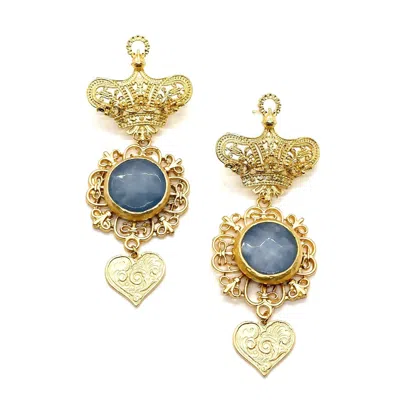 Adiba Women's Blue / Gold The Blue Crown Handmade Earring