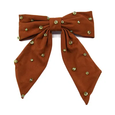 Adiba Women's Brown Sprinkled Green Rust Handmade Hair Barrette